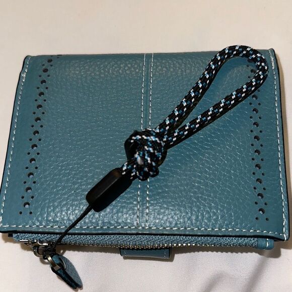 Sendefn Teal Pebbles Faux Leather Wallet with Floral Clasp Wristlet Holder NEW - Picture 5 of 7